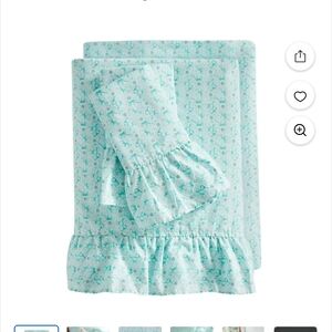Aqua Floral Ruffled Bedding Set
